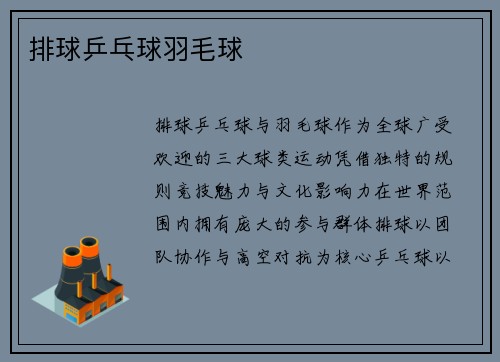 排球乒乓球羽毛球